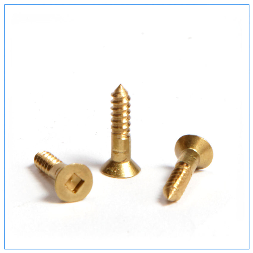 Flat HD Brass Screw 2g x 10mm Qty 100