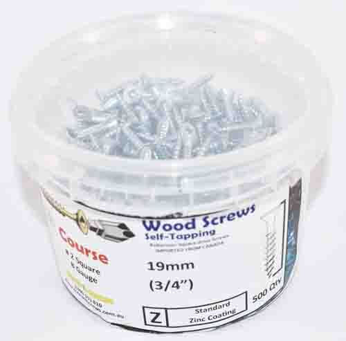 Flat HD Csunk Steel Screws 8g x 19mm Zinc Qty 500