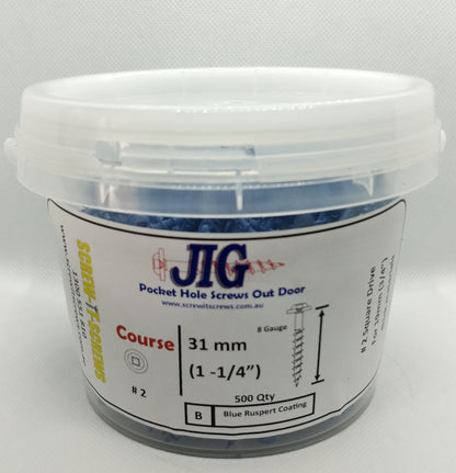 Blue Zinc Outdoor Pocket Screws 8g x 31mm Qty 500