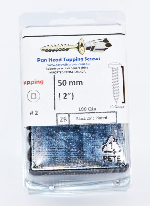Pan HD Steel Screws 10g x 50mm Black Znic Qty 100