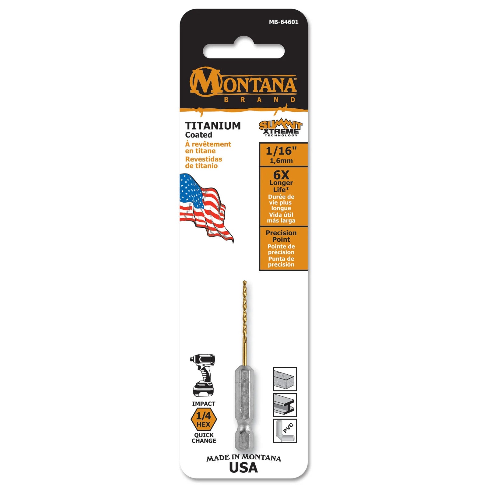 High Speed Steel Hex Shank Drills 1/16