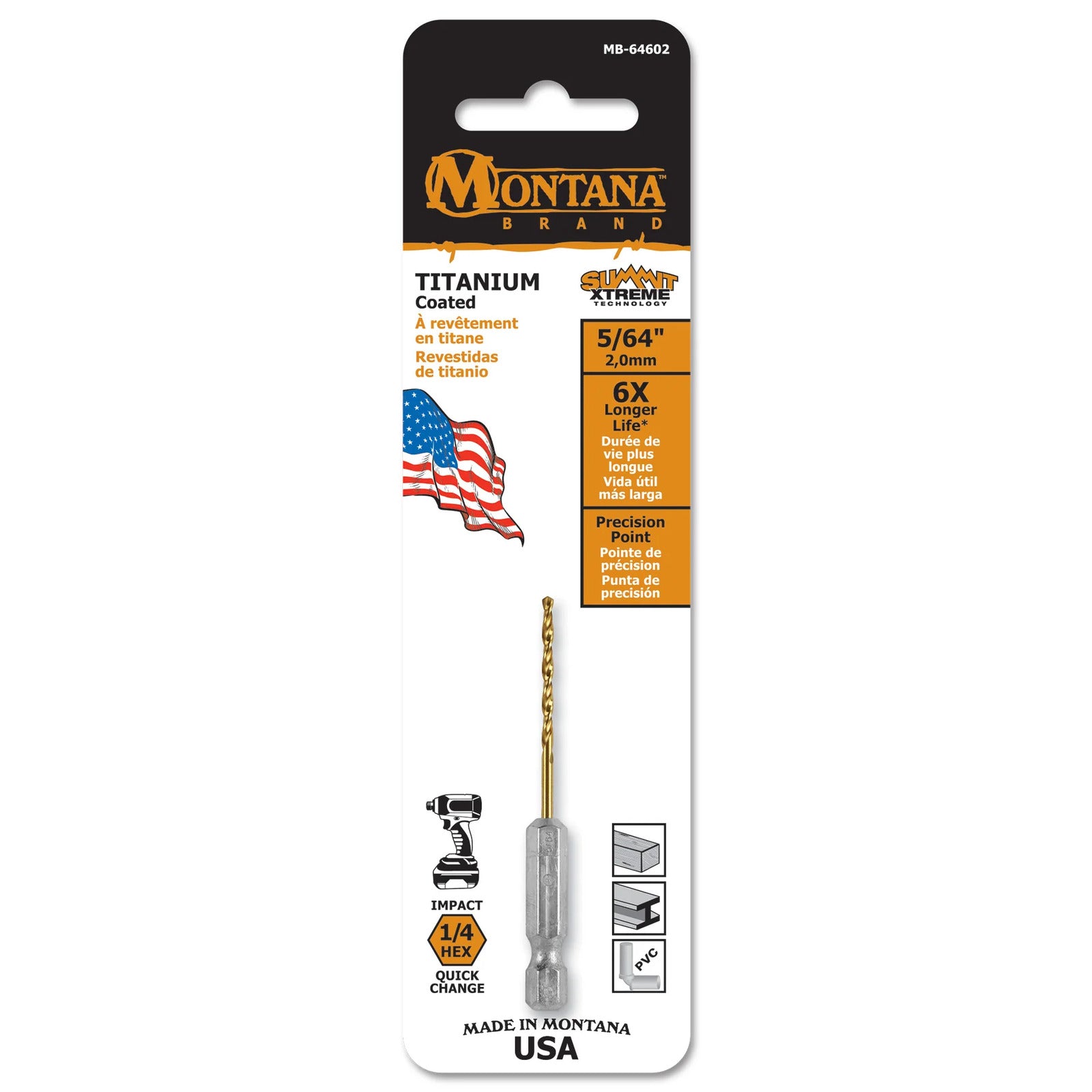 High Speed Steel Hex Shank Drills 5/64